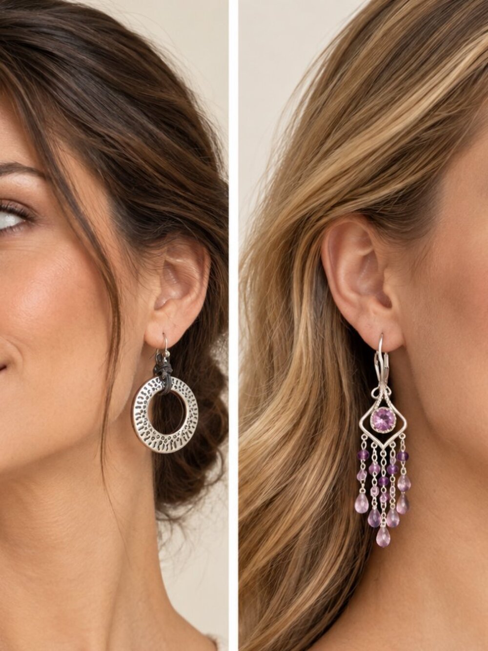 2 Unique Pairs Silver Earrings - Artisan Crafted - NEW - Beautiful! Pierced Ears